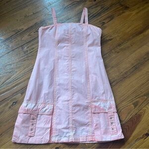 Truce Big Girl Twill Sleeveless Pocket Front Dress Peach size XL 16‎